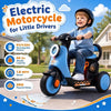 Electric ride-on motorcycle for kids aged 3-5 years, featuring a 6V battery, LED headlight, and 1.9 mph speed for safe fun.