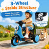 Bright blue 6V electric ride-on motorcycle for kids aged 3-5 features multi-terrain wheels and LED headlight for safe fun.