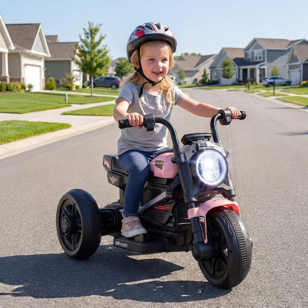 6V Kids Electric Motorcycle with LED Headlight and Music for Toddlers Aged 3-5-Pink - Gallery View 1 of 11