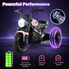 Kids electric motorcycle in pink with LED headlight, powerful motor, and rechargeable battery for toddlers aged 3-5.