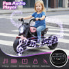 Fun audio player on the pink 6V kids electric motorcycle, featuring 10 songs and USB port for additional entertainment.