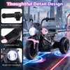 Kids electric motorcycle in pink with LED headlight, TPE handlebars, and comfortable seat for toddlers aged 3-5.