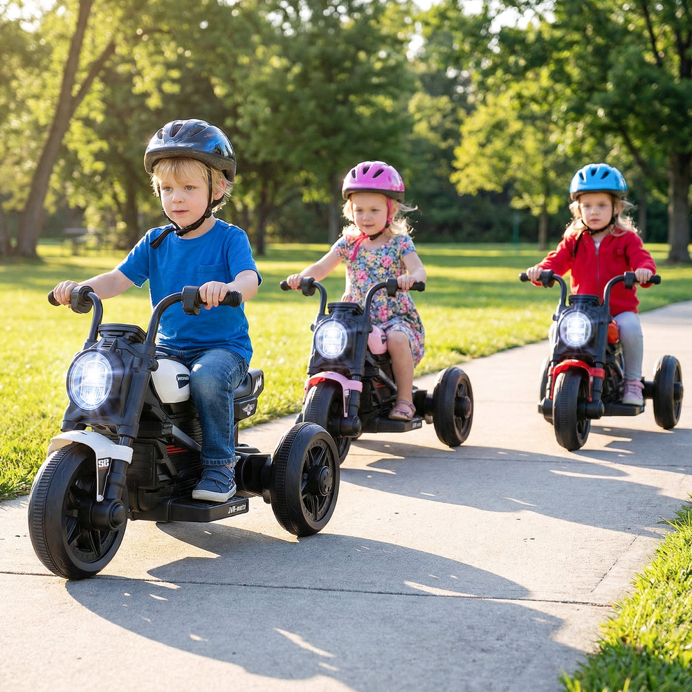 6V Kids Electric Motorcycle with LED Headlight and Music for Toddlers Aged 3-5-White - Gallery View 1 of 11