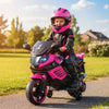 6V Kids Motorcycle with Headlights Music and Detachable Training Wheels-Pink - Gallery View 1 of 11