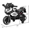 6V kids motorcycle in white with detachable training wheels, headlights, and music features for safe outdoor fun.