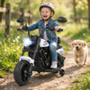 6V Kids Motorcycle with Headlight and Music and Training Wheels-White - Gallery View 1 of 11