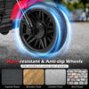 Close-up of the wear-resistant, anti-slip wheels of the 6V Kids Motorcycle, designed for various terrains like asphalt.