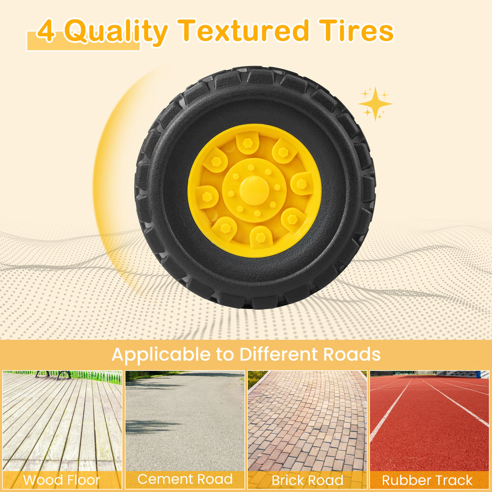 Quality textured tire for the 6V Kids Ride On Excavator, suitable for wood floors, cement roads, and rubber tracks.