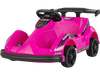 Pink 6V kids ride-on go-kart with remote control, safety belt, and spacious seat for fun and secure driving.