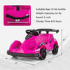 Pink 6V kids ride-on go-kart with remote control, safety belt, and spacious seat for comfortable driving.