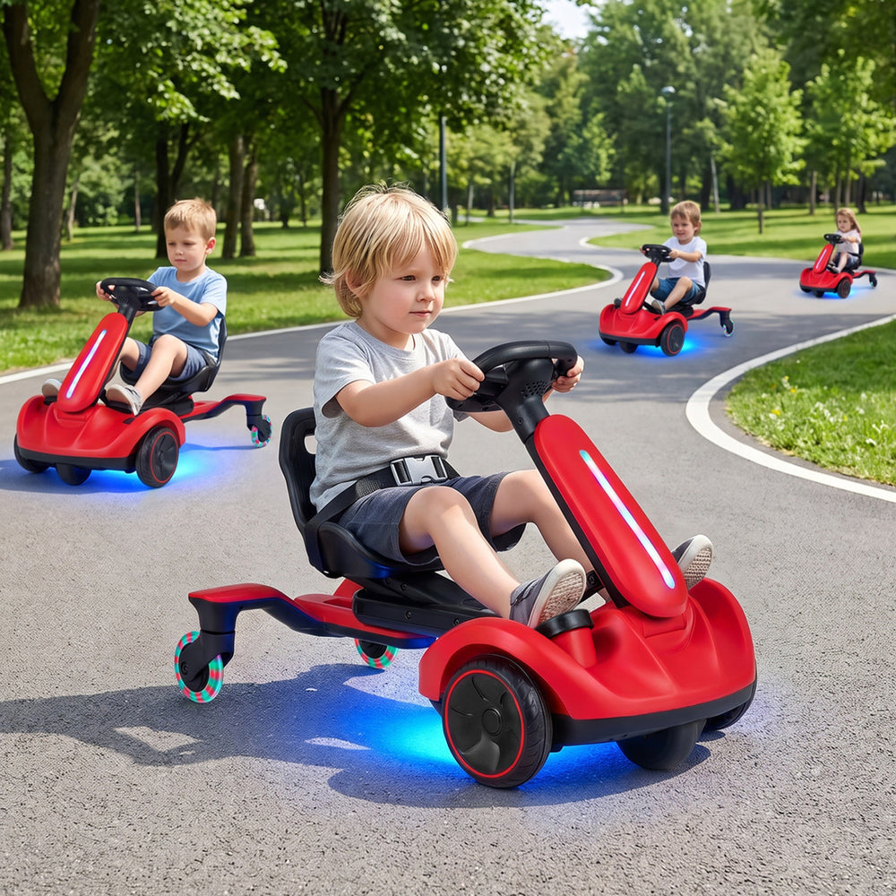 6V Ride-on Drift Car with Lights and Adjustable Seat-Red - Gallery View 1 of 11