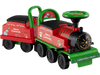 Colorful 6V ride-on train with detachable carriage, LED lights, and comfortable seating for kids' outdoor fun.