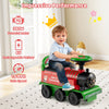 Green 6V ride-on train with detachable carriage, LED lights, and comfortable seating for safe, fun playtime.