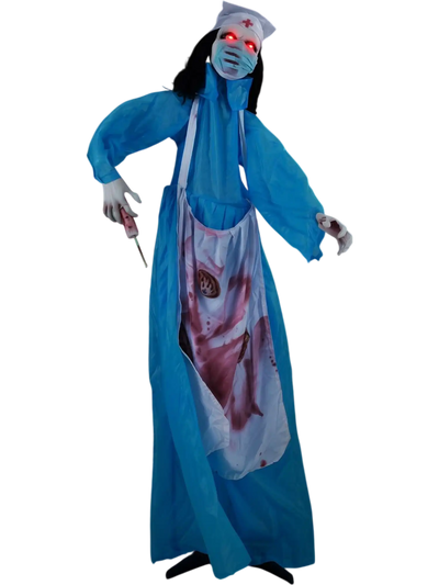Costway Halloween Animatronic Zombie Nurse Glowing Eyes 42683162 New