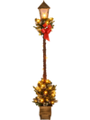 6.1 Feet Christmas Pre-lit Street Lamp with Artificial Greenery and Snow-flocked Branch Tips
