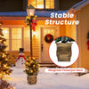 6.1 feet Christmas pre-lit street lamp with artificial greenery, snow-flocked tips, and a weighted flowerpot base for stability.