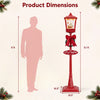 6.1 ft red musical Christmas streetlight with LED lights, featuring snowflakes and a Santa scene for festive outdoor decor.