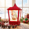 Musical Christmas streetlight features LED lights, a Santa scene, and snowflakes, perfect for festive home decor.