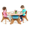 Children's activity table and chair set in coffee color, featuring storage drawers, perfect for arts and crafts.