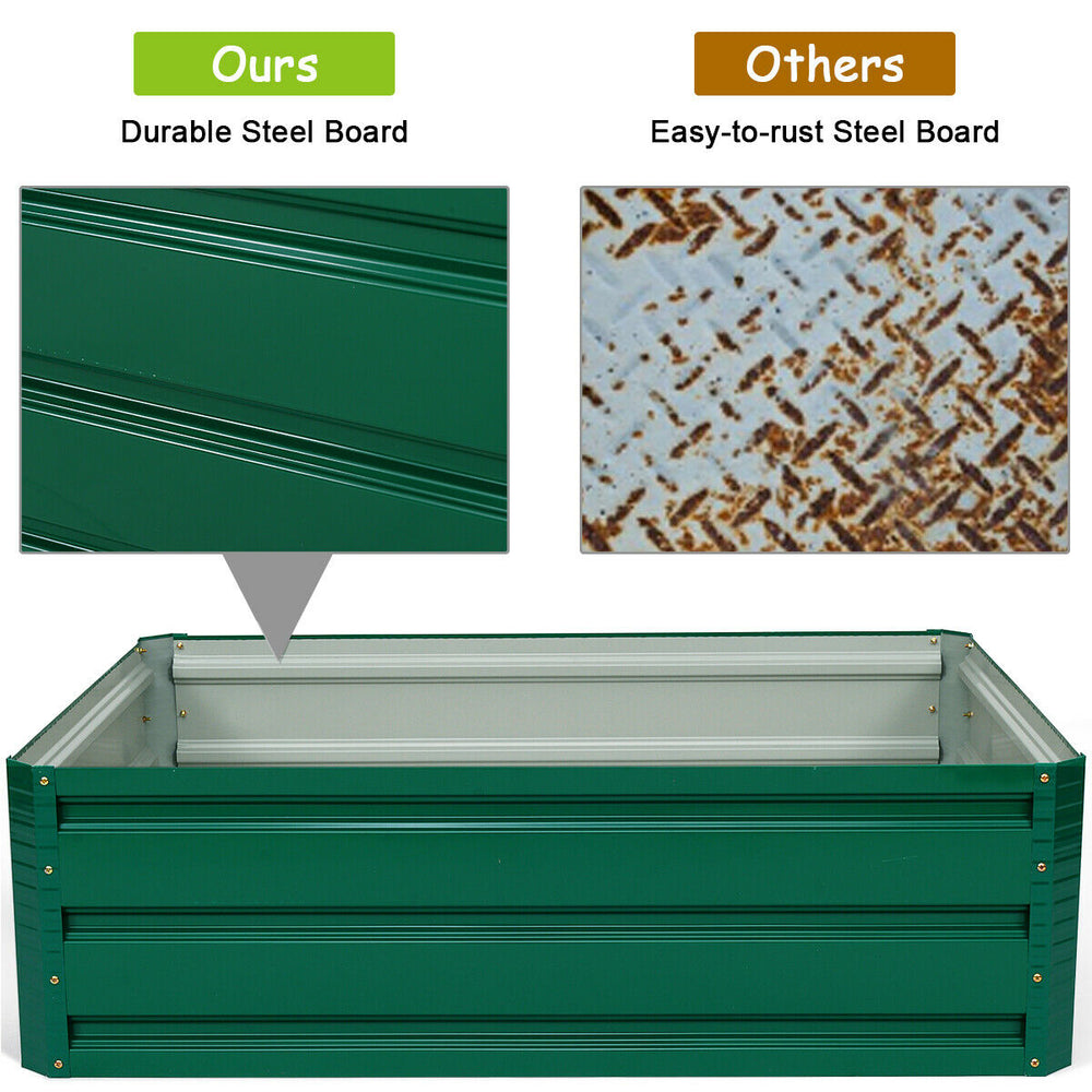 Durable green steel raised garden bed, 40x32 inches, perfect for growing vegetables and flowers in any outdoor space.