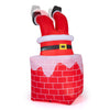 Christmas inflatable Santa Claus stuck in chimney with automatic moving legs and built-in LED lights for festive decor.