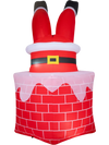 Christmas inflatable Santa Claus in chimney with LED lights and moving legs, perfect for yard or porch decoration.