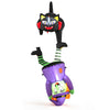Inflatable 6.2 ft Halloween witch and black cat with LED lights, perfect for outdoor spooky displays.