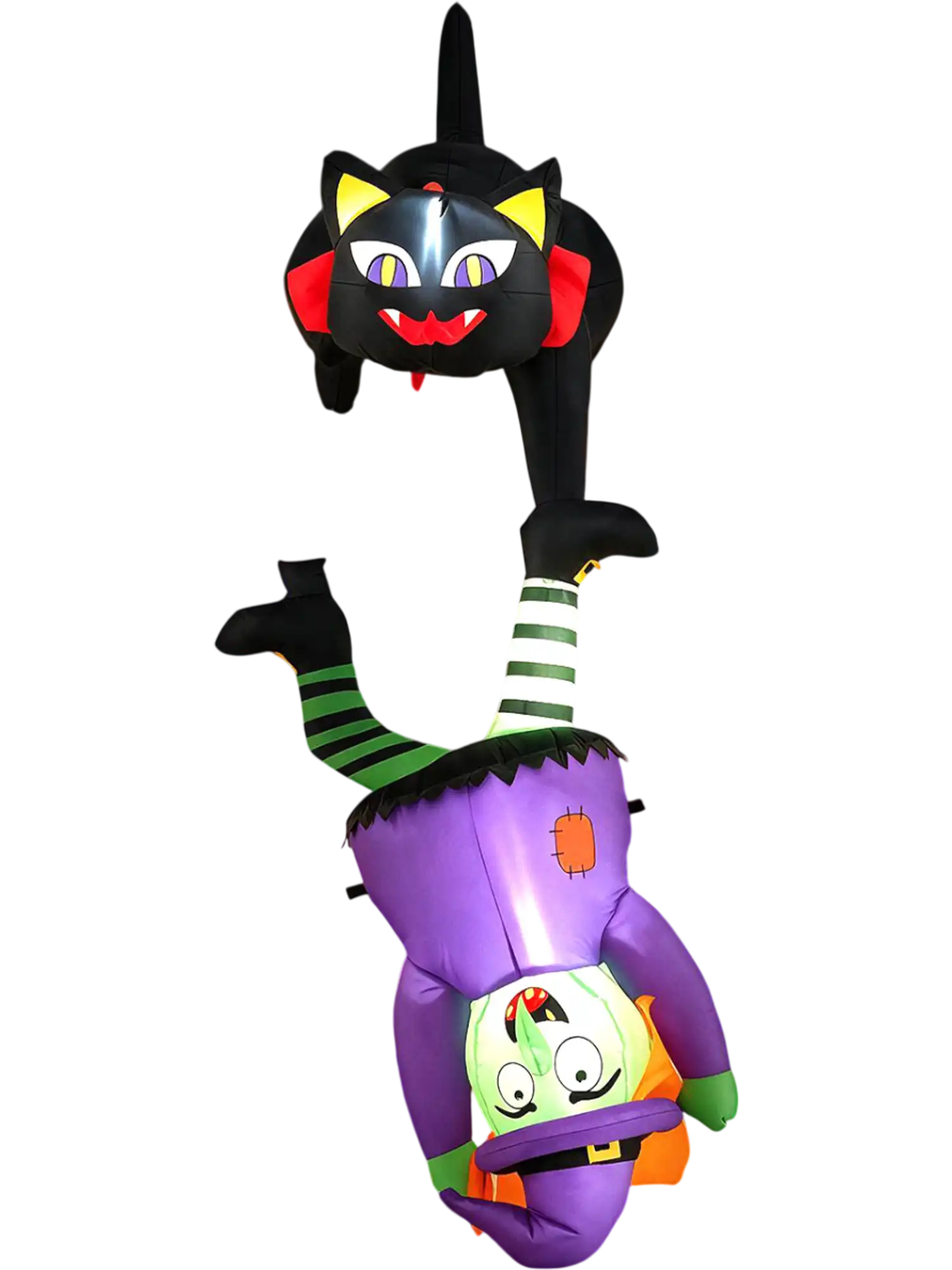 Costway 6.2' Halloween Hanging Inflatable Witch Black Cat LED Lights 45893902 New