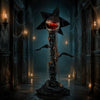 Life-size 6.2 ft animated Halloween man-eater plant with color-changing LEDs and horrifying sounds for a spooky display.
