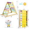 Foldable wooden climbing triangle with colorful rungs, designed for indoor play, promoting kids' sports skills and.