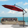 10 ft 360° Rotation Solar Powered LED Patio Offset Umbrella without Weight Base-Dark Red - Gallery View 1 of 12