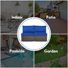 Navy 2-piece patio rattan armless sofa set with cushions, perfect for outdoor spaces like garden or poolside.