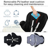 Removable PU leather seat cushion of the black foldable high chair for easy cleaning and maintenance.