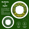 48-inch pre-lit artificial Christmas wreath with 200 LED lights, featuring a lush green design for festive decor.