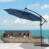 10 ft 360° Rotation Solar Powered LED Patio Offset Umbrella-Blue - Gallery View 1 of 12