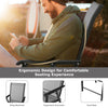 Gray folding textilene chair with ergonomic armrests, ideal for outdoor camping and gatherings, featuring a sturdy.