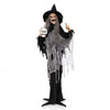 This 6.3 FT Halloween animatronic witch has a movable body and terrifying sounds, ideal for creating a spooky atmosphere.