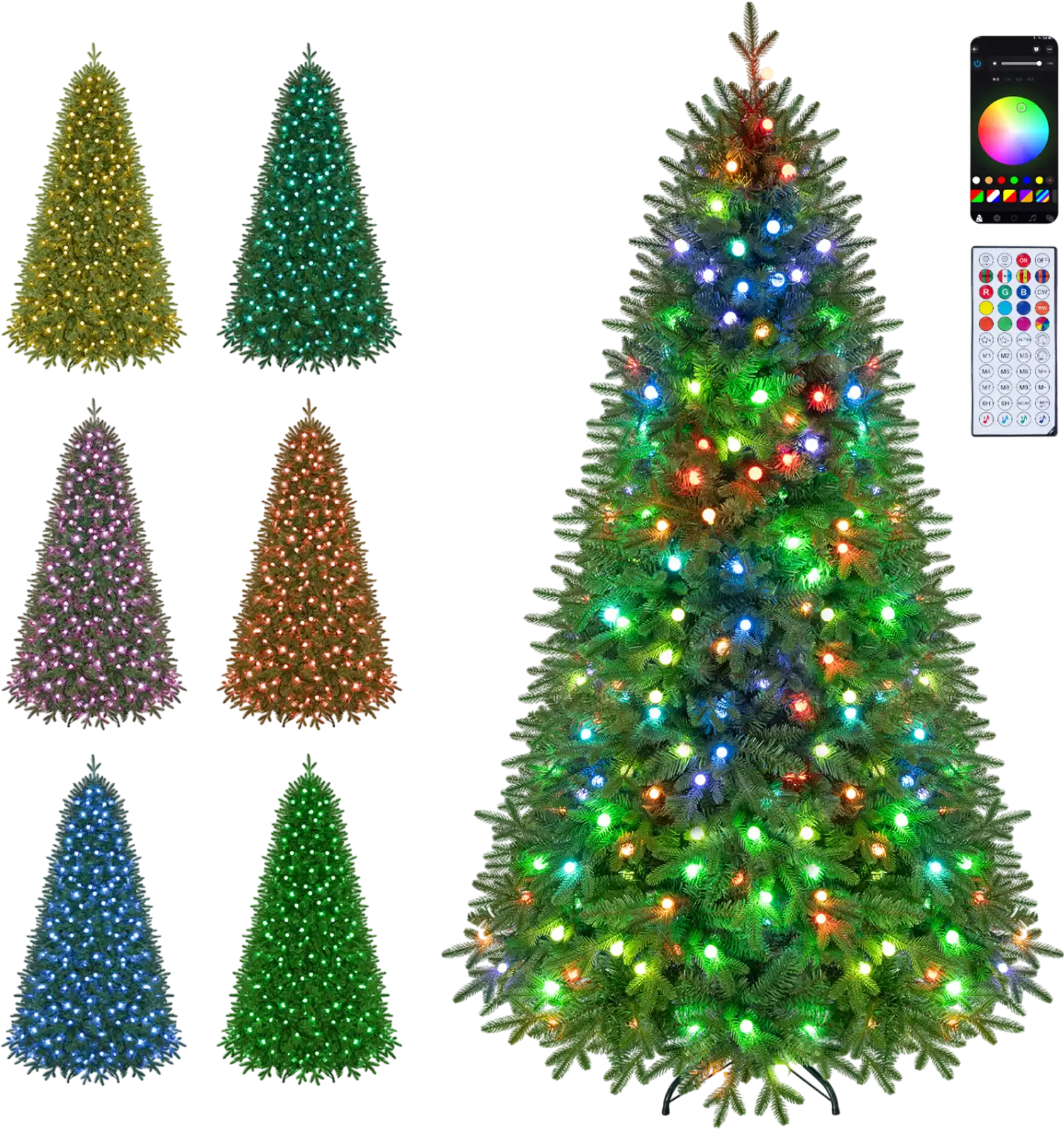 Costway 6.3' Smart Pre-Lit RGB LED Christmas Tree 230 Lights 36077958 New