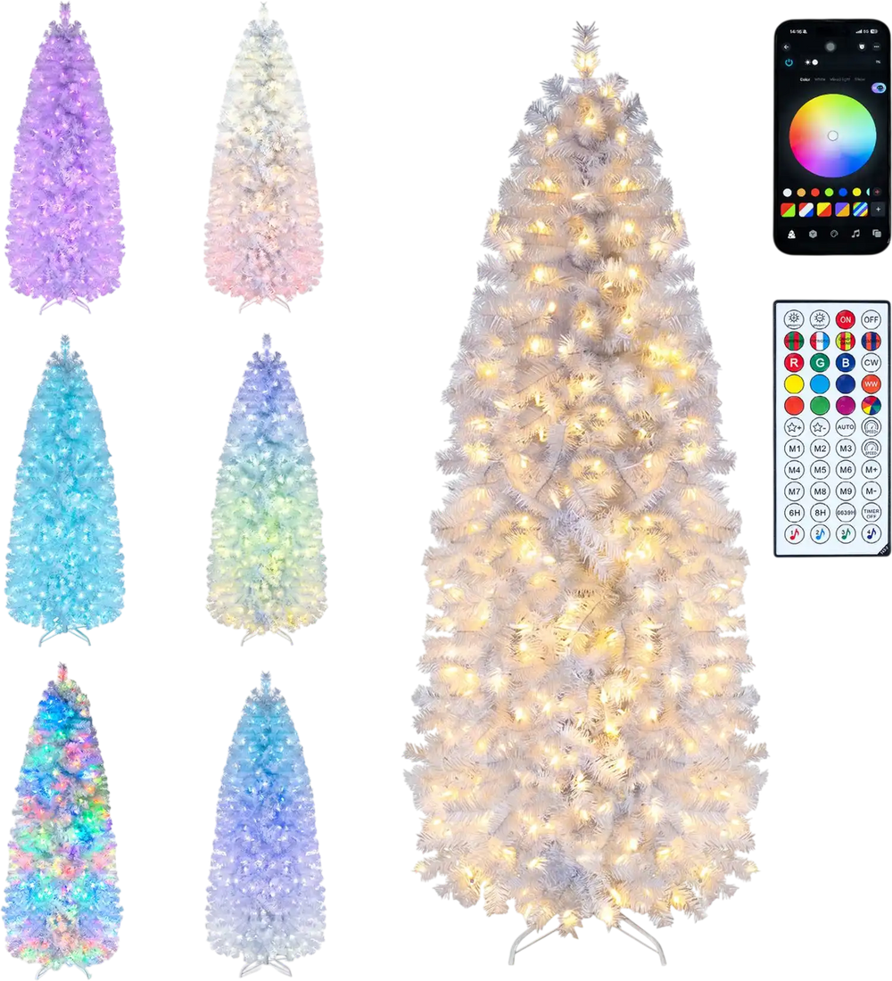 6.3 FT Smart Pencil Christmas Tree with 42 captivating lighting effects and remote control for vibrant holiday celebrations.