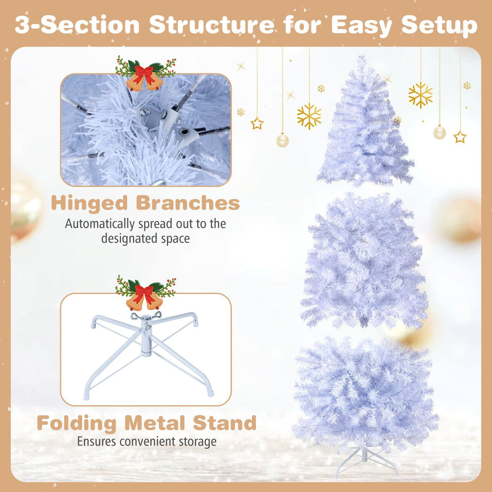6.3 FT Smart Pencil Christmas Tree with 380 RGB LED lights, hinged branches, and a folding metal stand for easy setup.