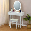Touch Screen Vanity Makeup Table Stool Set with Lighted Mirror-White - Gallery View 1 of 12