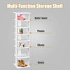7-tier wooden shoe rack organizer in white, perfect for keeping shoes tidy in hallways or rooms.