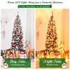 6 feet pre-lit snow flocked artificial pencil Christmas tree with 250 LED lights, perfect for limited spaces and.