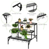 Three-tier metal decorative plant stand with elegant design, non-slip foot pads, perfect for indoor or outdoor use.