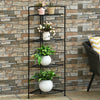 4-tier folding metal shelf plant stand with heavy-duty steel frame, perfect for corner display in garden or patio.