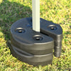 Canopy weight plate kit with no-pinch design, made of weather-resistant PE, securely holds tents and umbrellas in place.