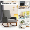 Gray rocking high back upholstered lounge armchair with side pocket, perfect for nursery, living room, or bedroom.