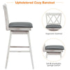 Side view of a 29-inch swivel barstool with rubberwood legs and a soft PVC leather cushion for comfortable seating.