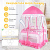 Portable pink baby playpen with a luxury mosquito net, diaper changing pad, and wheels for easy mobility.