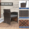 Well-made PE rattan chair with ergonomic design and gray cushion, perfect for garden or patio relaxation.
